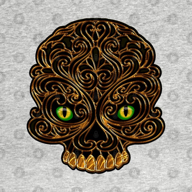 skull green eyes by KHMISSA ART